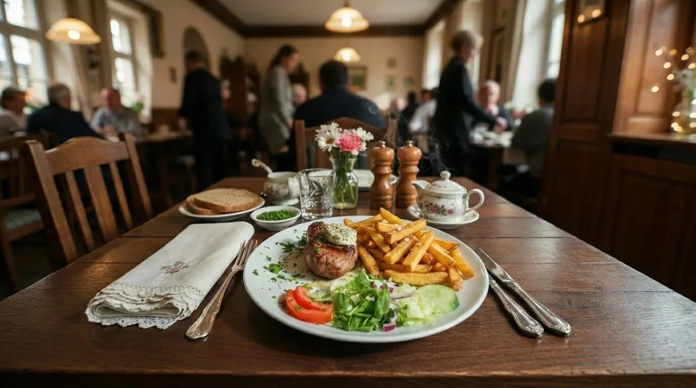 Steak vom Grill mit Pommes Frites
